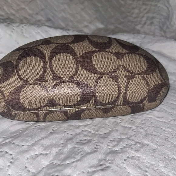 Coach Signature Brown and Tan Clamshell Eyeglass Case - Picture 3 of 4